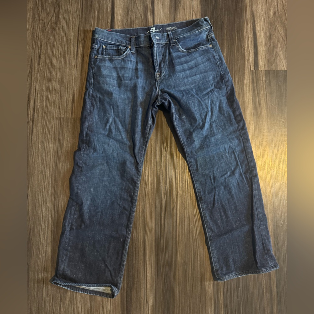 7 For All Mankind Dark Blue Straight Jeans